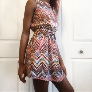 Coral and Orange Chevron Dress